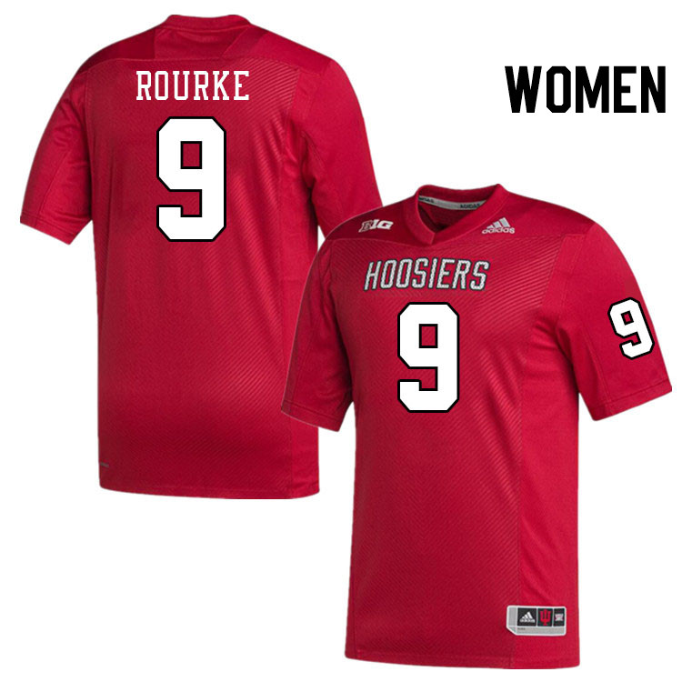 Women #9 Kurtis Rourke Indiana Hoosiers College Football Jerseys Stitched-Crimson